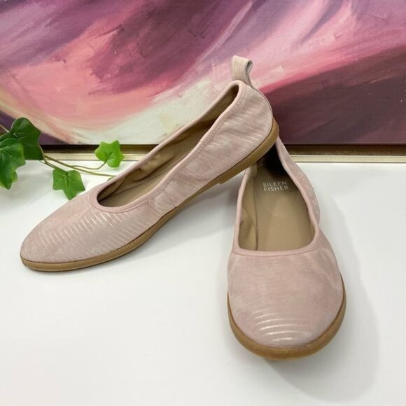 EILEEN FISHER Notion Ballet Flat In Goose Bump/light Gold Size 8.5 - Picture 5 of 10